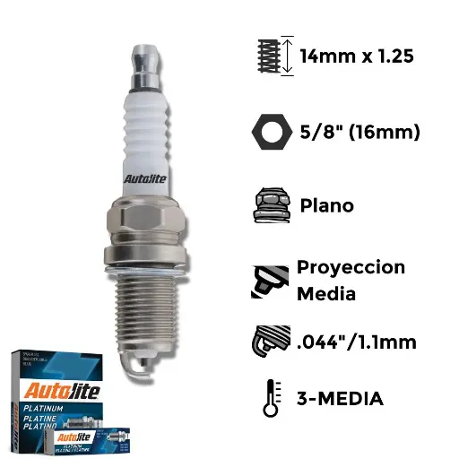 [AAP3923] Bujías Autolite Platino Níquel Resistencia X4 - NGK BKR6ESZ-10