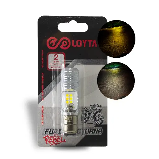 [LYT-S2-FN] Bombillo LED P15D 12V Bicolor Amarillo/Blanco para Moto AC/DC Loyta
